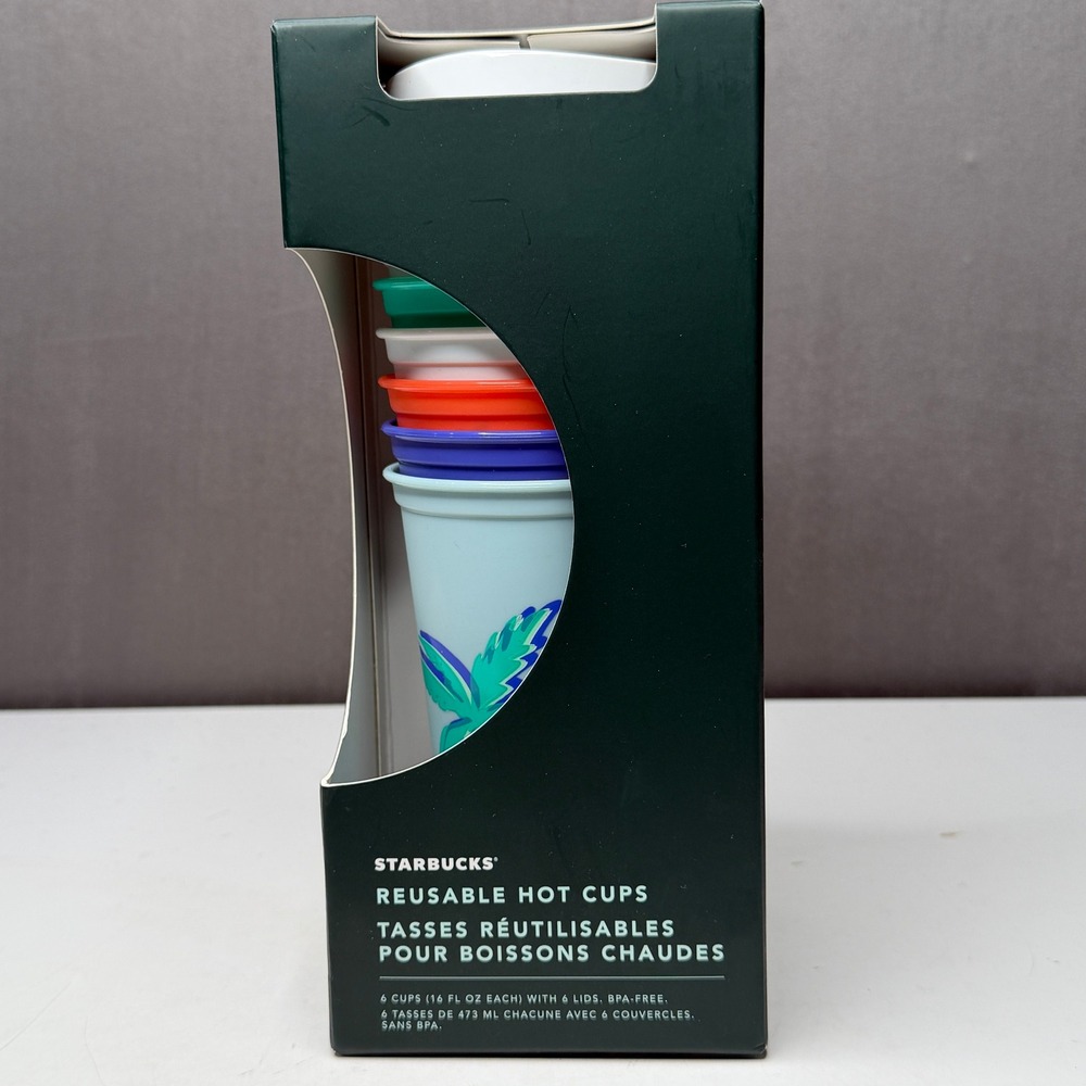 Starbucks Tropical Island 2020 Hot Cups Set 6pk 16oz Tropical Floral Summer NEW